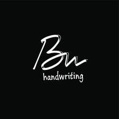 Bw initial letter handwriting and signature logo