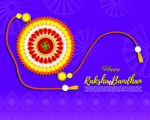 Indian festival offer banner /greeting background concept for raksha bandhan with brother sister, sacred love band on beautiful geometrical backdrop