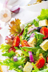 Greek salad with sheep's cheese a delicious classic.
