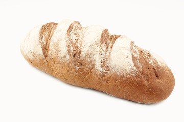 Rye bread isolated on white background. Top view