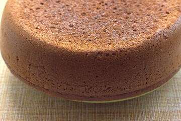 
Beautiful homemade pie with sour cream and cinnamon closeup. High angle view