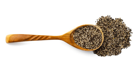 Spoom with chia seeds isolated on white