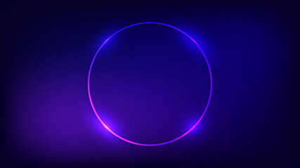 Neon circle frame with shining effects 