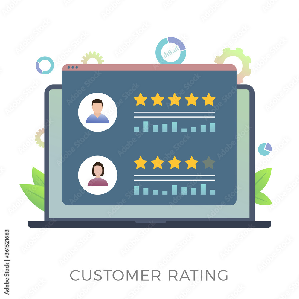Poster customer rating flat vector icon concept. increase ranking, evaluation and classification, know your