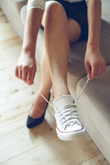 Beautiful or comfortable shoes concept