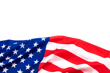 American flag on white background for Memorial Day, 4th of July, Labour Day
