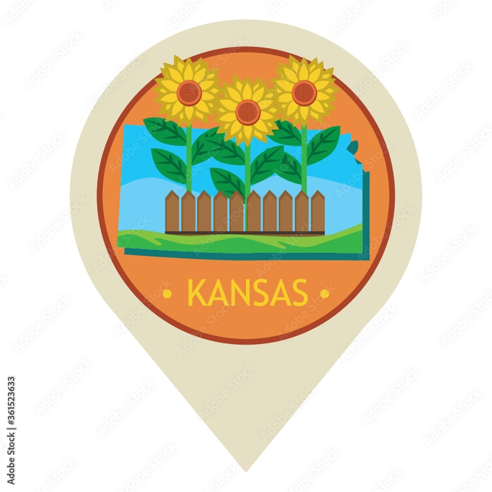 Canvas Prints map pointer with kansas state