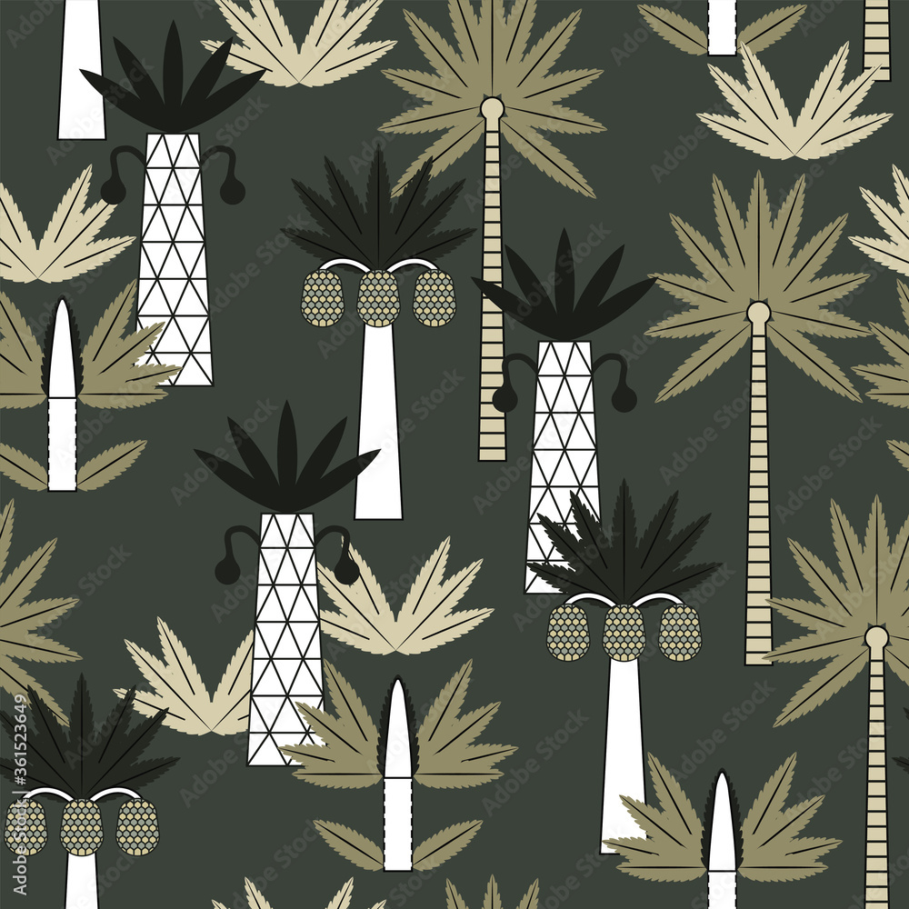 Poster seamless vector pattern with palm trees