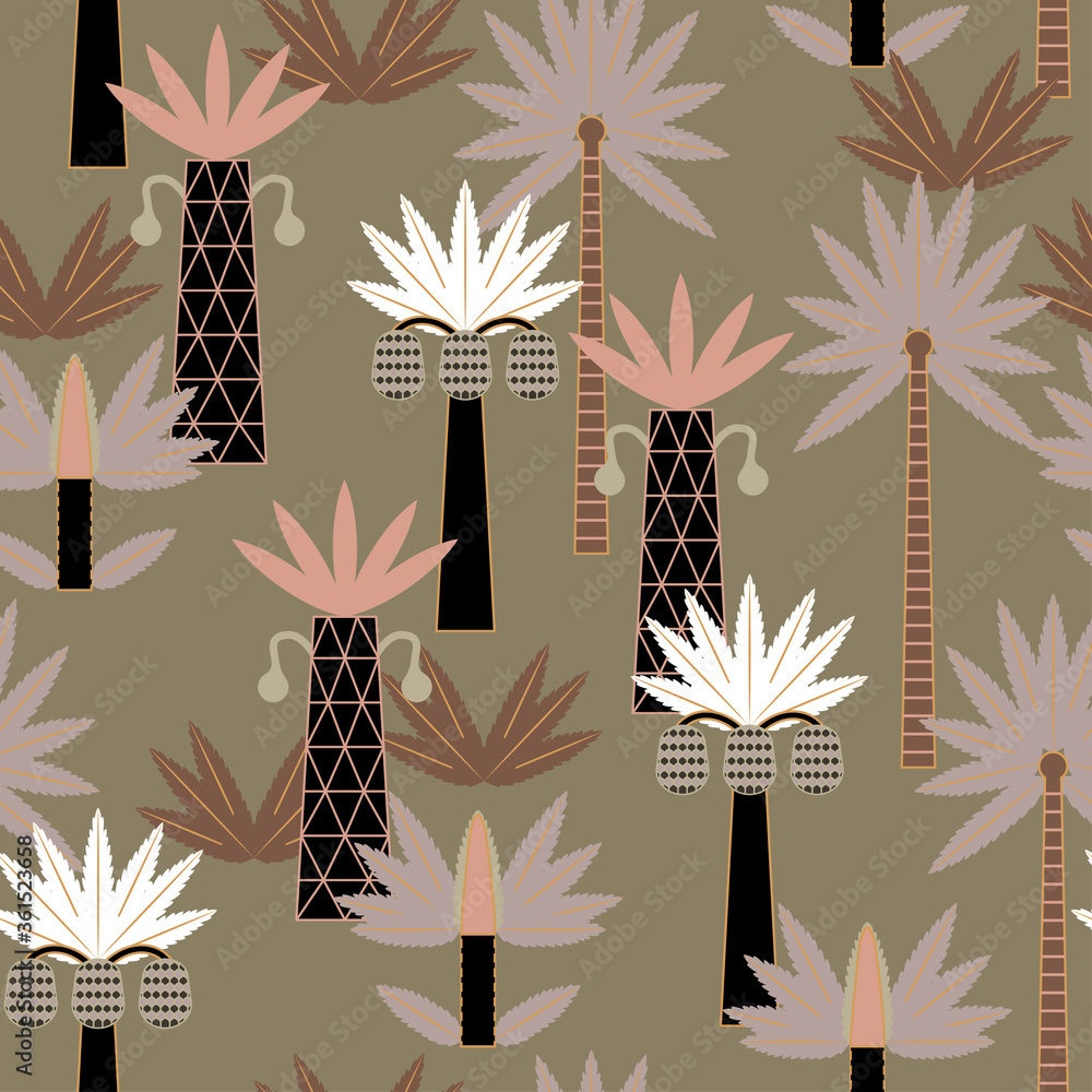 Poster seamless vector pattern with palm trees