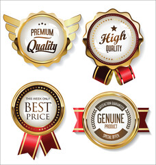 Collection of golden badges and labels retro vintage design 