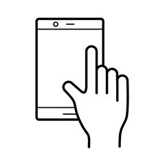 hand using tablet device line style icon