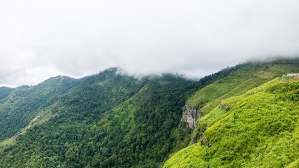 The morning misty mountains at Pha Hua Sing, Mountain view from the top. Phetchabun, Thailand, Asia.