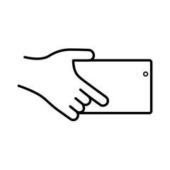 hand using smartphone device line style icon