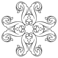 Fototapeta premium Vintage Ornament Element in baroque style with filigree and floral engrave the best situated for create frame, border, banner. It's hand drawn foliage swirl like victorian or damask design arabesque.