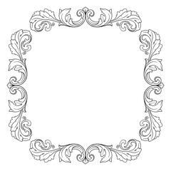Vintage Ornament Element in baroque style with filigree and floral engrave the best situated for create frame, border, banner. It's hand drawn foliage swirl like victorian or damask design arabesque.