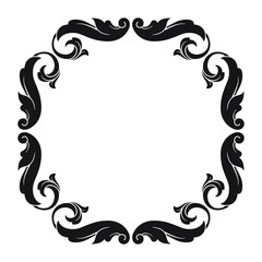 Vintage Ornament Element in baroque style with filigree and floral engrave the best situated for create frame, border, banner. It's hand drawn foliage swirl like victorian or damask design arabesque.