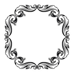 Vintage Ornament Element in baroque style with filigree and floral engrave the best situated for create frame, border, banner. It's hand drawn foliage swirl like victorian or damask design arabesque.