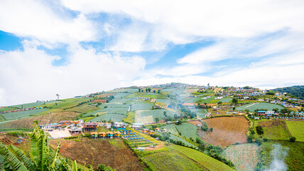 Mountain house, Fantastic beauty of the house between the mountains in Phu Thap Berk. Phetchabun, Thailand, Asia.