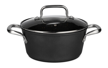 New black saucepan isolated on white background