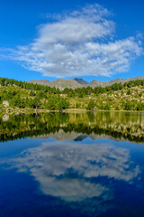 Reflections at the lake in the France Pyrenees, Capcir (Cerdanya Province, the Carlit Lakes)