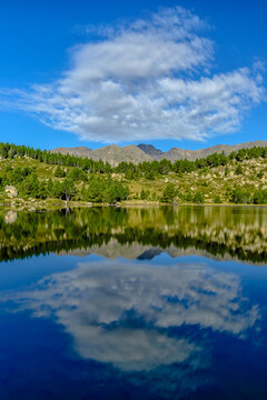 Reflections at the lake in the France Pyrenees, Capcir (Cerdanya Province, the Carlit Lakes)
