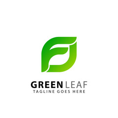 Abstract Letter F Eco Leaf Logos Design Vector Illustration Template
