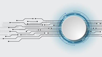 Illustration 3d design of paper circle with electrical circuit. High-tech digital network, communications, high technology. Abstract, futuristic, engineering, science, technology.