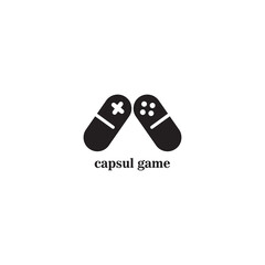 capsule illustration in black and white vector icon design game