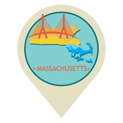 Map pointer with massachusetts state