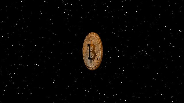Bit coin cryptocurrency footage. On line banking concept. Cloud payment.Golden Bitcoins with light background. New virtual money on internet.