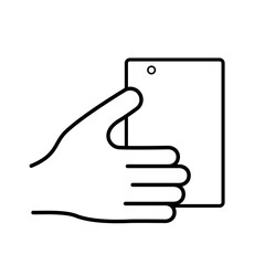 hand using tablet device line style icon
