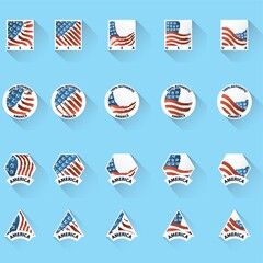 Set of american stickers icons