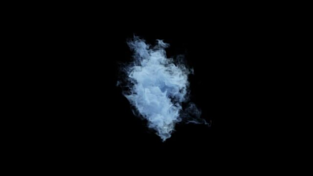 VFX animation of dry ice smoke clouds fog on green background. Blue cloudy smoke 
