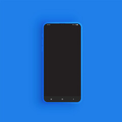 Realistic blue smartphone with UI, vector illustration