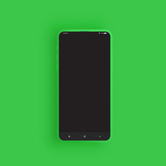 Realistic green smartphone with UI, vector illustration