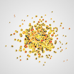 Lots of emoticons on a white background, vector illustration