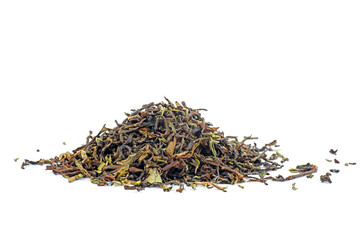Pile of black tea isolated on a white background