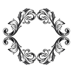 Fototapeta premium Vintage Ornament Element in baroque style with filigree and floral engrave the best situated for create frame, border, banner. It's hand drawn foliage swirl like victorian or damask design arabesque. 