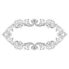 Vintage Ornament Element in baroque style with filigree and floral engrave the best situated for create frame, border, banner. It's hand drawn foliage swirl like victorian or damask design arabesque.