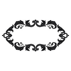 Vintage Ornament Element in baroque style with filigree and floral engrave the best situated for create frame, border, banner. It's hand drawn foliage swirl like victorian or damask design arabesque.