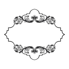 Vintage Ornament Element in baroque style with filigree and floral engrave the best situated for create frame, border, banner. It's hand drawn foliage swirl like victorian or damask design arabesque.