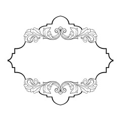 Vintage Ornament Element in baroque style with filigree and floral engrave the best situated for create frame, border, banner. It's hand drawn foliage swirl like victorian or damask design arabesque.