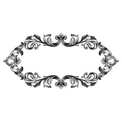 Vintage Ornament Element in baroque style with filigree and floral engrave the best situated for create frame, border, banner. It's hand drawn foliage swirl like victorian or damask design arabesque.