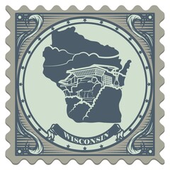 Wisconsin state postage stamp