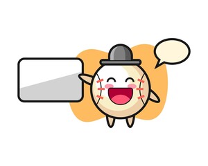 Baseball cartoon doing a presentation