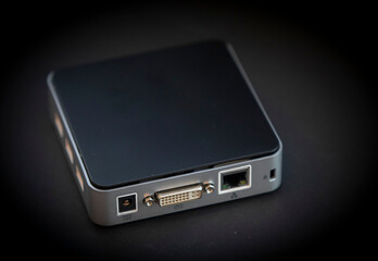 a mini PC with black background