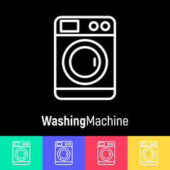 Washing machine thin line icon. Vector illustration for laundry or plumbering logo.