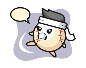 Baseball cartoon doing a karate kick