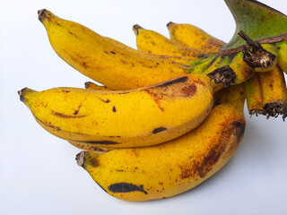 One comb of raja banana or pisang raja or Musa paradisiaca from AAB group. Isolated in white background
