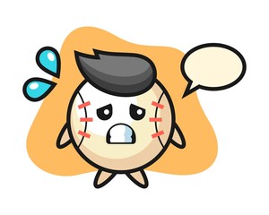 Baseball cartoon with afraid gesture